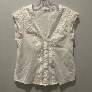 White Lace Trimmed Women's Top